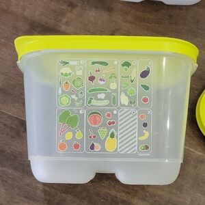 3 Tupperware Frosted and Lime Green Storage Container